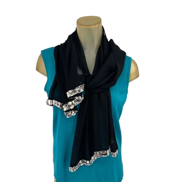 Steve Madden Black Sheer Scarf  Womens Accessory 70 X 20 new $48 - Picture 1 of 9